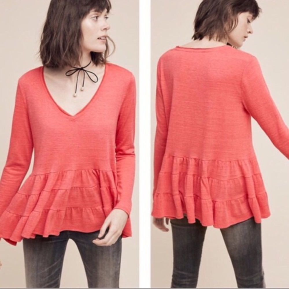 Anthropologie Deletta Thea Ruffles Peplum Top - Picture 7 of 7